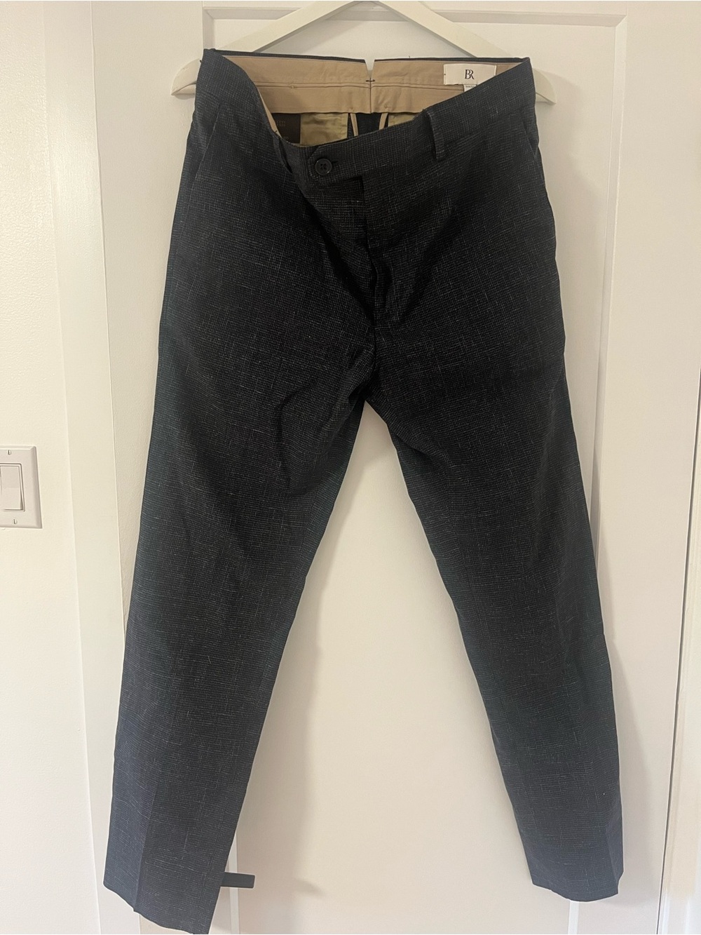 Banana Republic Men's Charcoal Micro-Check Dress Pants